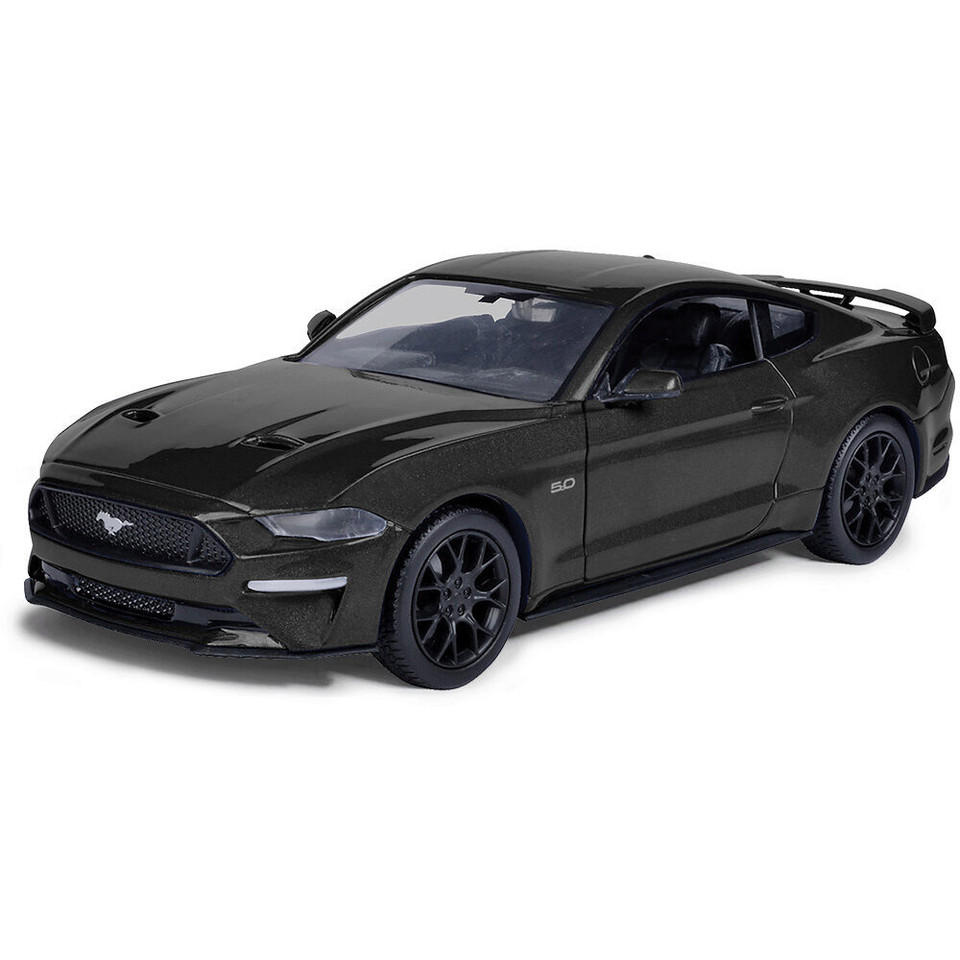 2018 Ford Mustang GT - Matte Black 1:24 Scale Diecast Model Car by Motormax Main Image