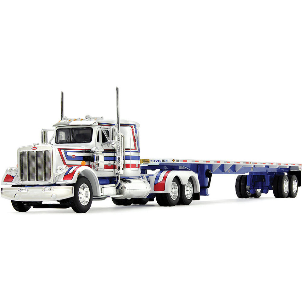 Peterbilt Bicentennial 359 Flat Top Sleeper & 48' Flatbed 1:64 Scale Diecast Model Truck by Diecast Promotions Main Image