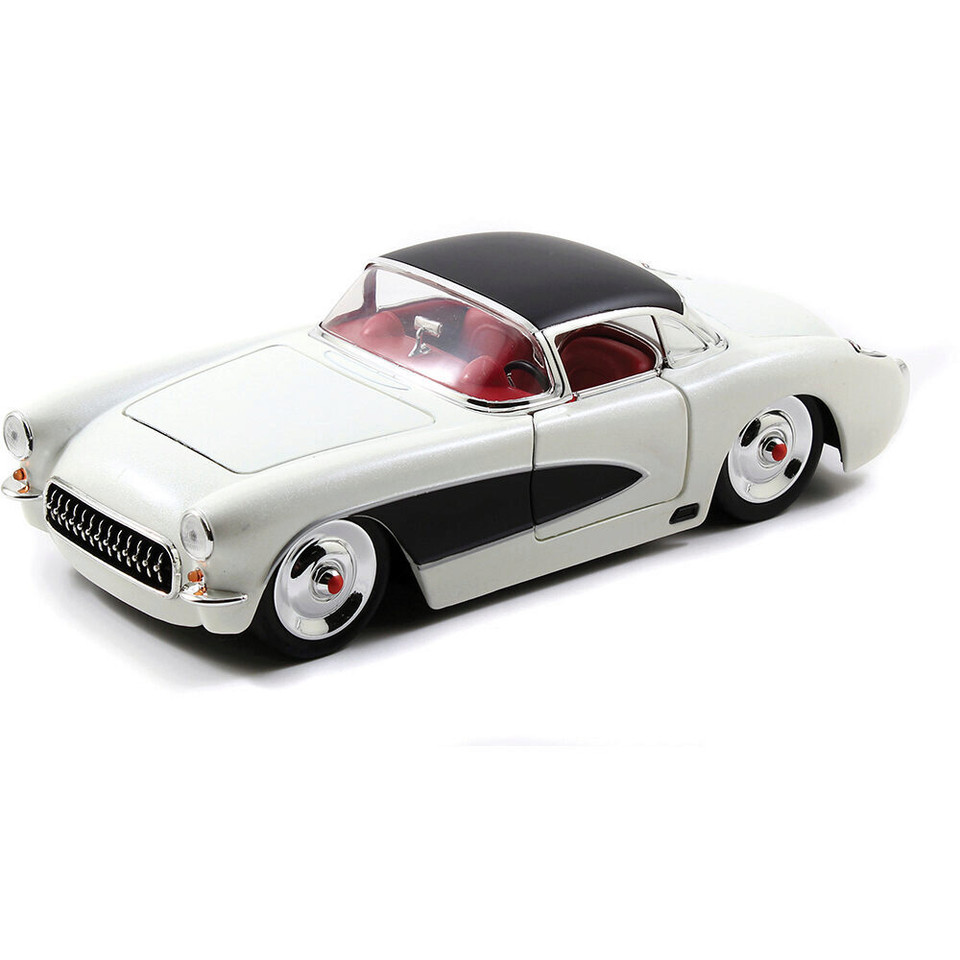 1957 Chevy Corvette - White & Black 1:24 Scale Diecast Model Car by Jada Toys Main Image