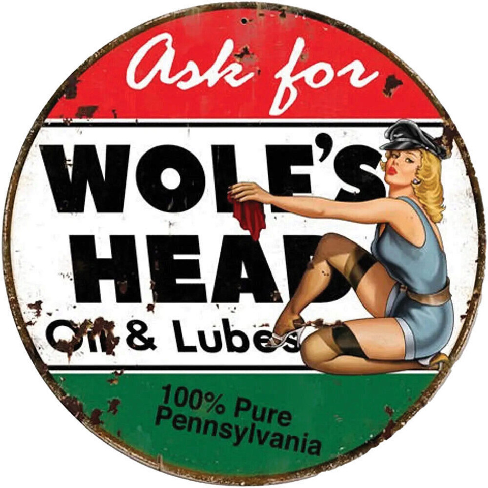 Wolf's Head Oil Metal Sign  Metal by Vintage Signs Main Image