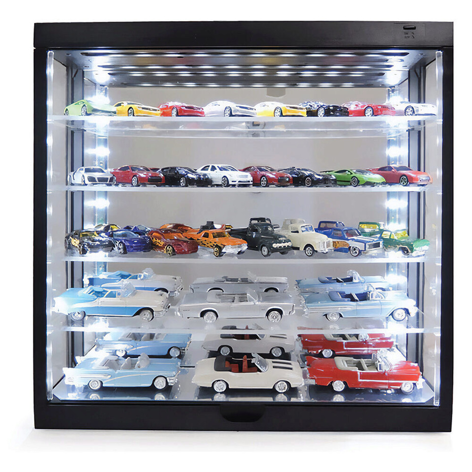 1:64 Scale Wall Mount 5 Tier LED Display Case with Mirror Back 1:64 Scale Acrylic Display Case by M&J Toys Main Image