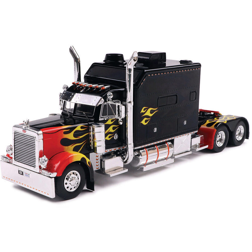 2002 Peterbilt 379 Custom - Black w/ Flames 1:43 Scale Diecast Model Truck by IXO Models Main Image
