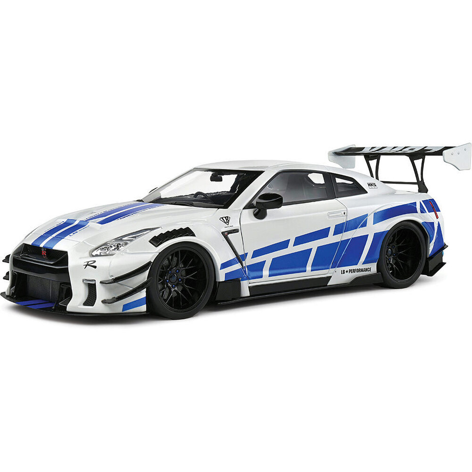 2024 Nissan GT-R (R35) W/ Liberty Walk Body Kit 2.0 - Silver 1:18 Scale Diecast Model Car by Solido Main Image