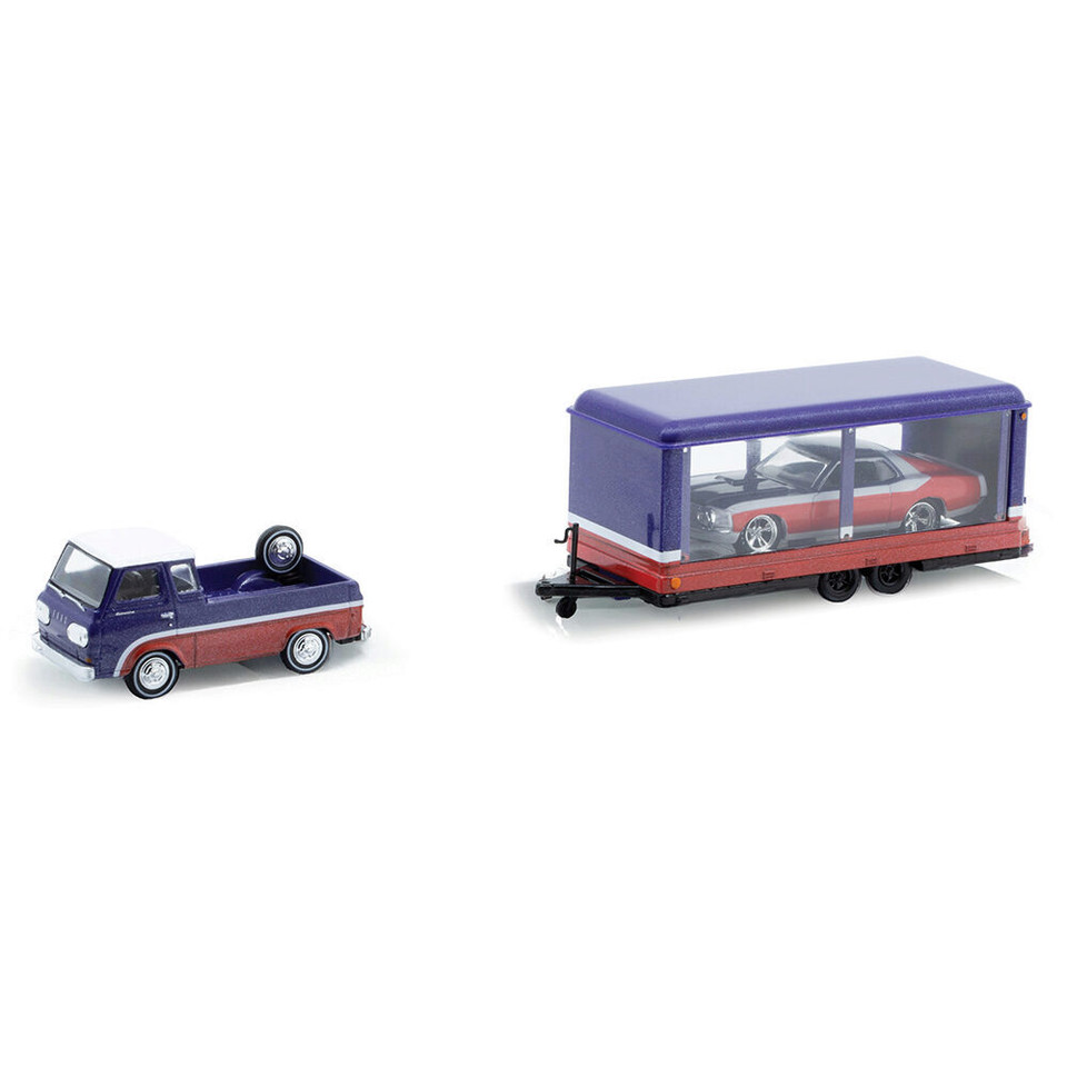1964 Ford Econoline Truck & 1970 Ford Mustang Custom 1:64 Scale Diecast Model Truck by M2 Machines Main Image