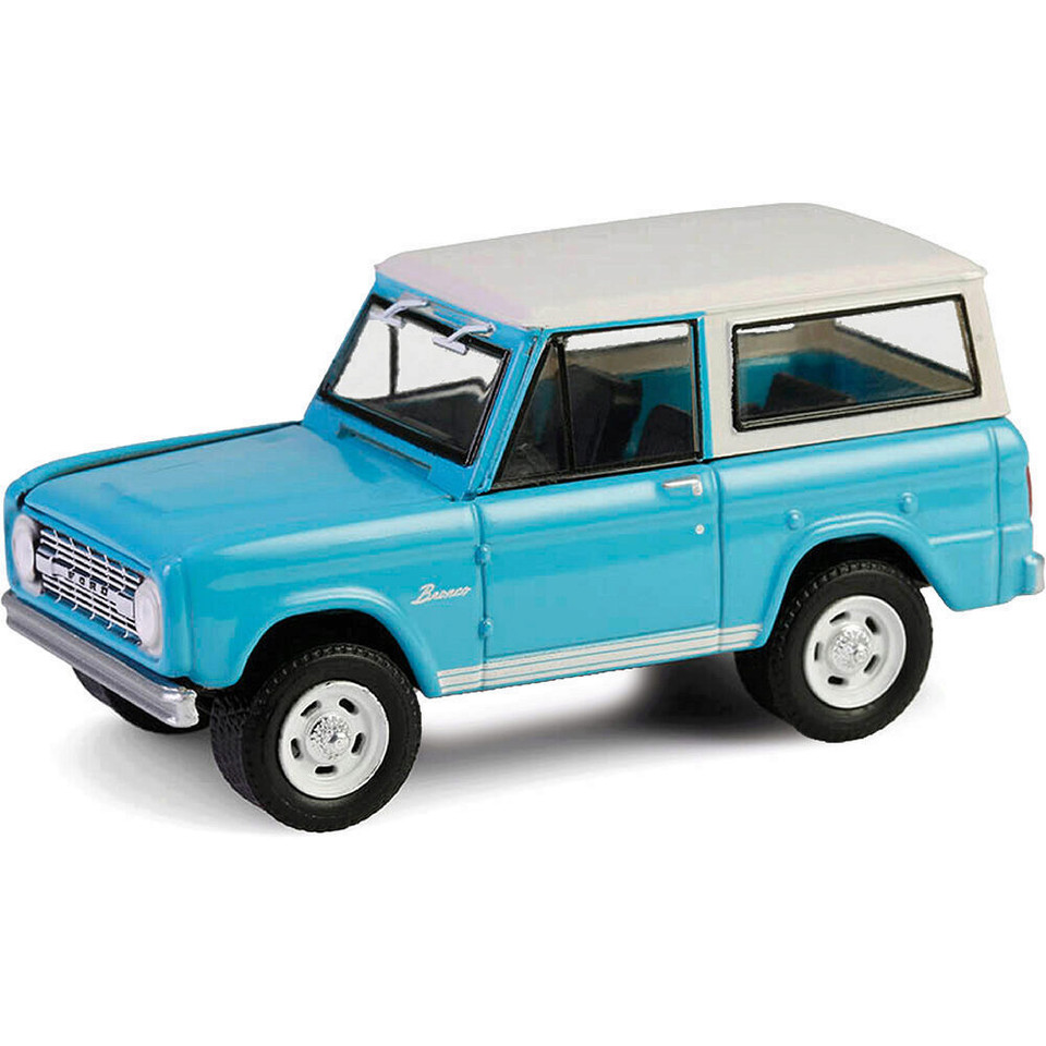 1966 Ford Bronco Custom SUV - Turquoise Blue (Scottsdale 2024) 1:64 Scale Diecast Model Truck by Greenlight Main Image