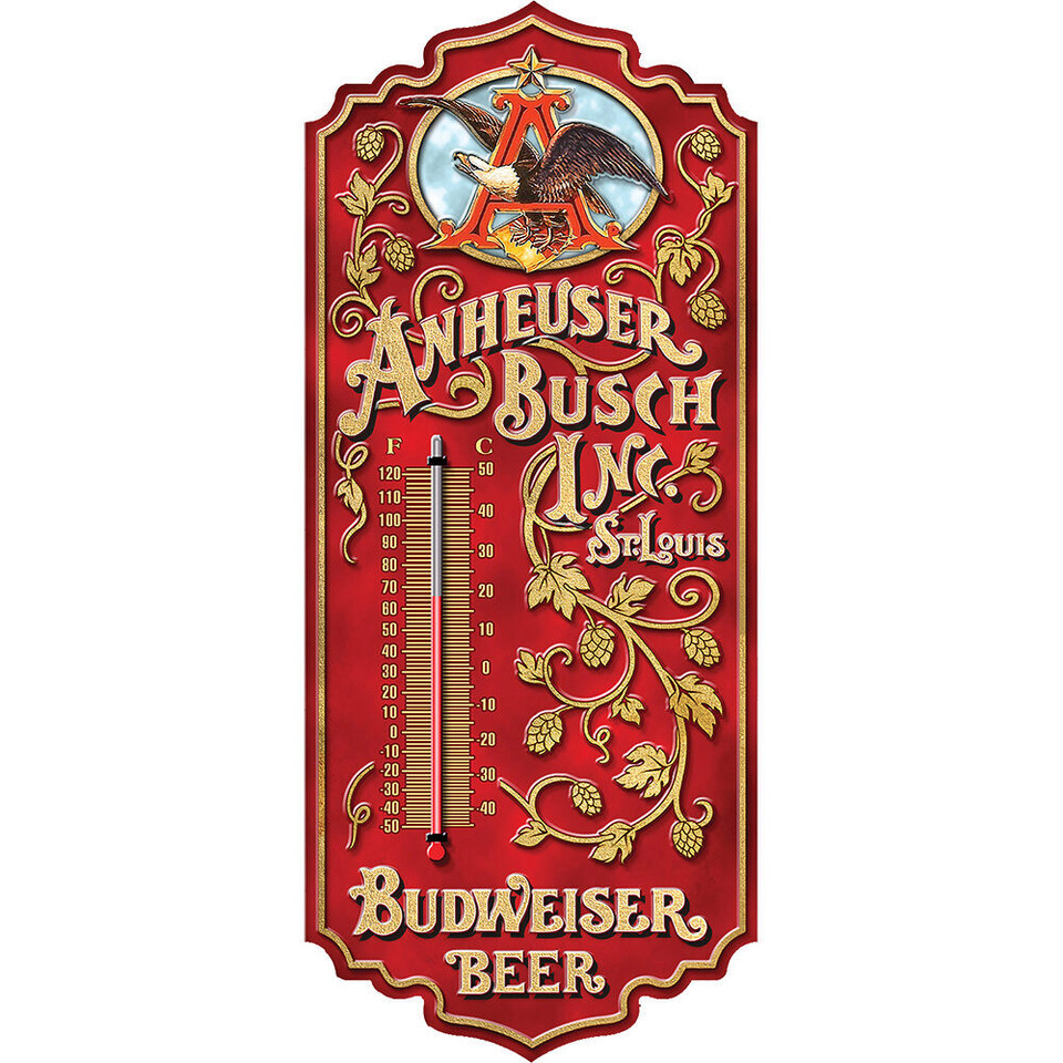 Anheuser Bush Metal Wall Thermometer  Wall Thermometer by Desperate Enterprises Main Image