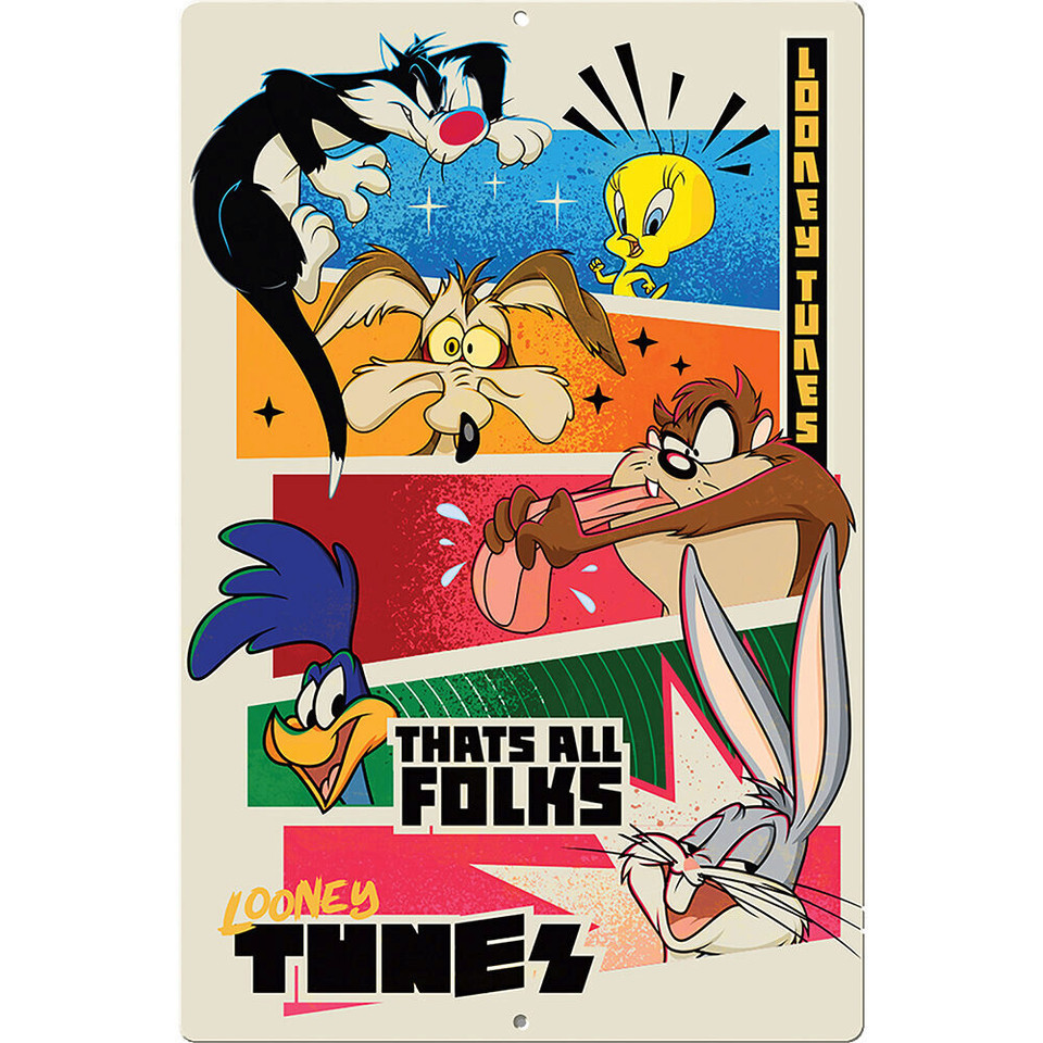 Looney Tunes That's All Folks Metal Sign  Metal Sign by Desperate Enterprises Main Image