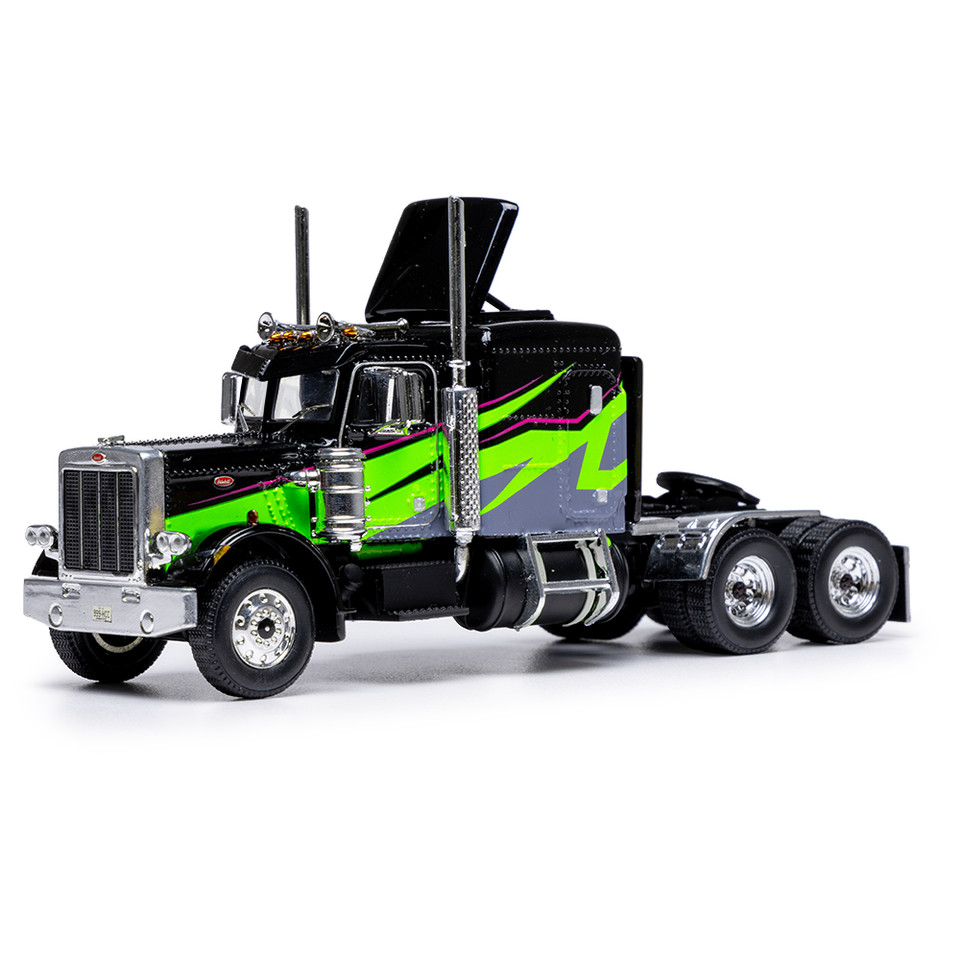 1973 Peterbilt 359 - Black and Lime 1:64 Scale Diecast Model Truck by IXO Models Main Image