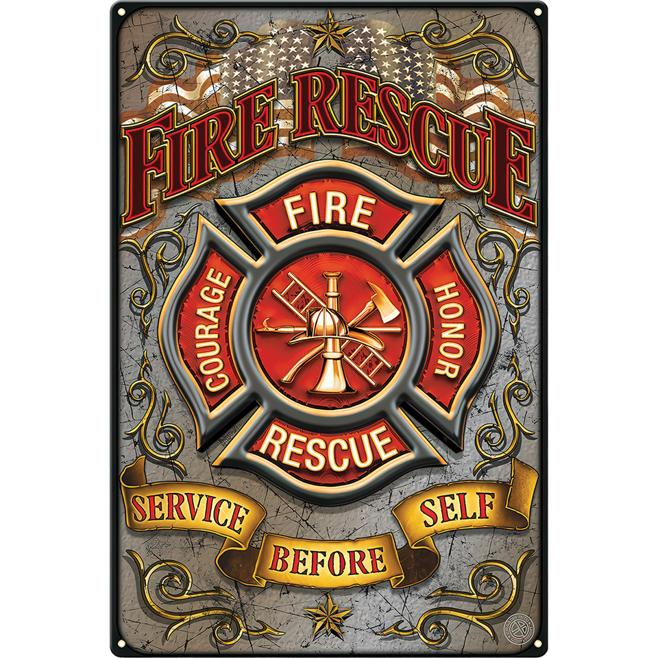 Fire Rescue Vintage Sign  Wall Sign by Vintage Signs Main Image