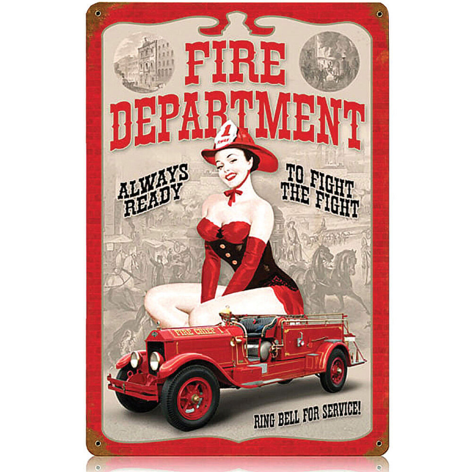 Fire Department Pin Up Sign  Wall Sign by Vintage Signs Main Image