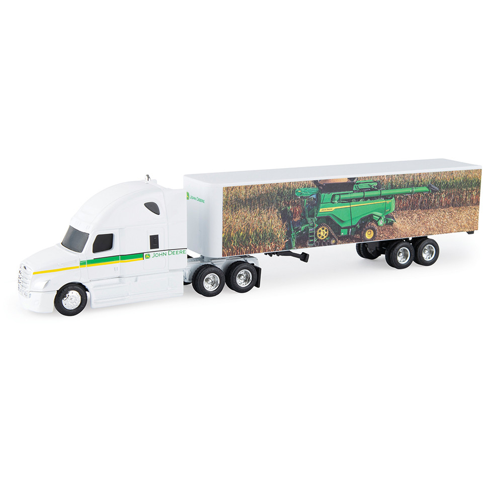John Deere Van Semi With X9 Combine Graphics 1:64 Scale Diecast Model Truck by Ertl Main Image