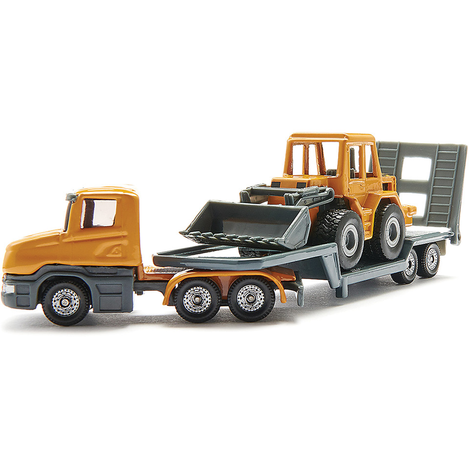 Tractor Trailer Low Loader With Front Loader  Diecast Model Truck by Siku Main Image