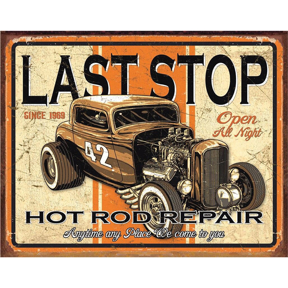 Last Stop Hot Rod Repair  Metal Sign by Desperate Enterprises Main Image