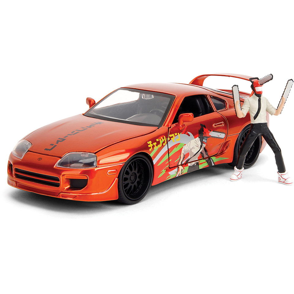 1995 Toyota Supra with Chainsaw Man Diecast Figure 1:24 Scale Diecast Model Car by Jada Toys Main Image