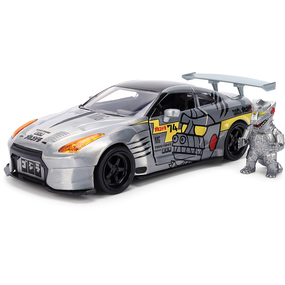 2009 Nissan GT-R (R35) W/Mechagodzilla Diecast Figure 1:24 Scale Diecast Model Car by Jada Toys Main Image
