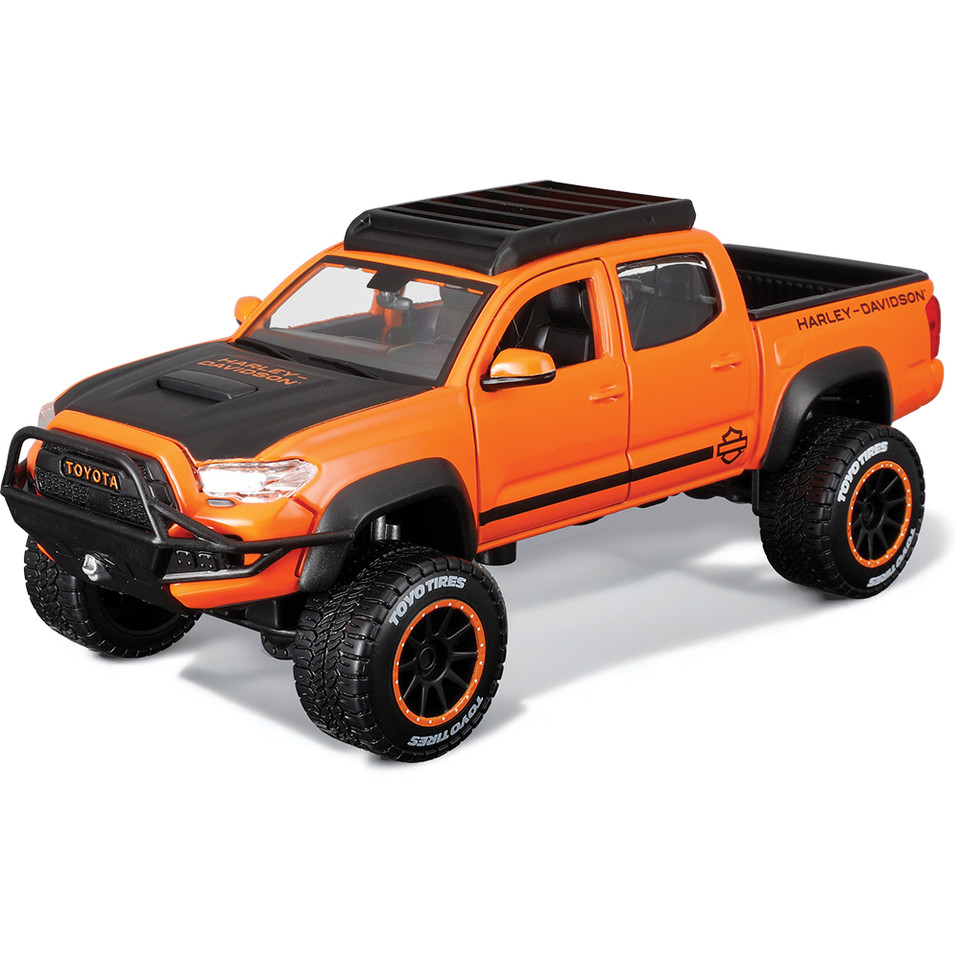 2023 Harley-Davidson Toyota Tacoma - Orange / Black 1:24 Scale Diecast Model Truck by Maisto Main Image