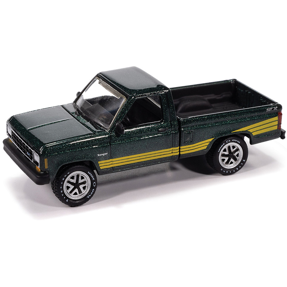 1987 Ford Ranger STX - Alpine Green W/Gold Stripes 1:64 Scale Diecast Model Truck by Johnny Lightning Main Image
