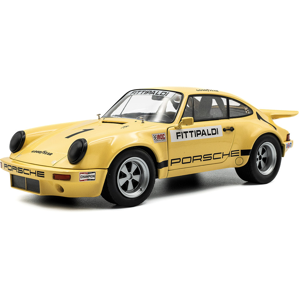 1974 Porsche 911 IROC #1 Fittipaldi - Yellow 1:18 Scale Diecast Model Car by Solido Main Image