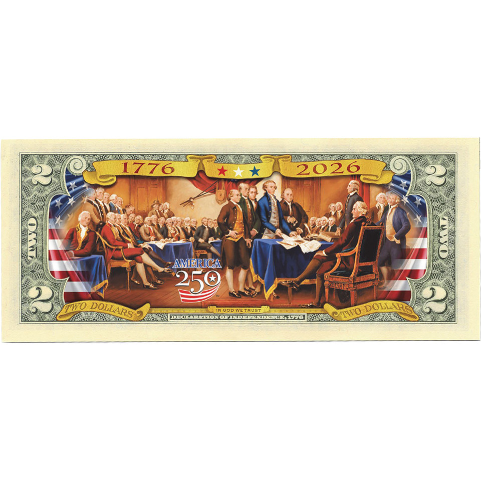 250th ANNIVERSARY U.S. $2 Bill- Declaration of Independence   by Merrick Mint Main Image
