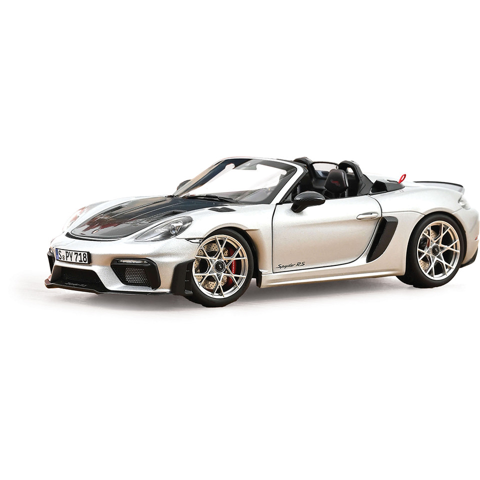 2023 Porsche 718 Spyder RS w/ Weissach Pack - Silver 1:18 Scale Diecast Model Car by Norev Main Image