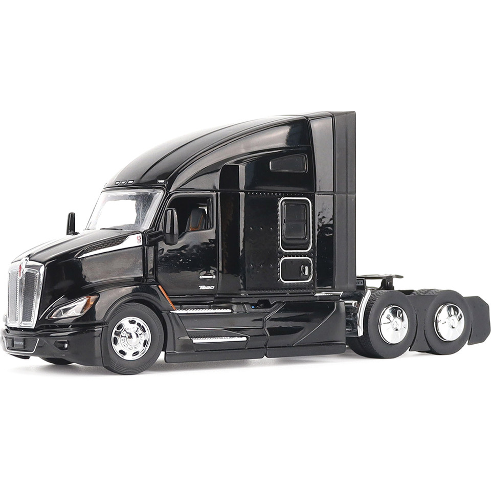 Kenworth T680 76in High Roof Sleeper Cab Tandem Tractor - Black 1:50 Scale Diecast Model Truck by Diecast Masters Main Image
