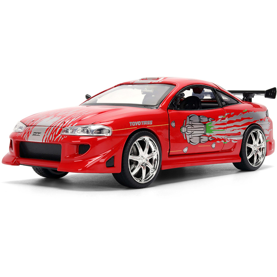 Brian's Mitsubishi Eclipse w/Dom's RX-7 Graphics 1:24 Scale Diecast Model Car by Jada Toys Main Image