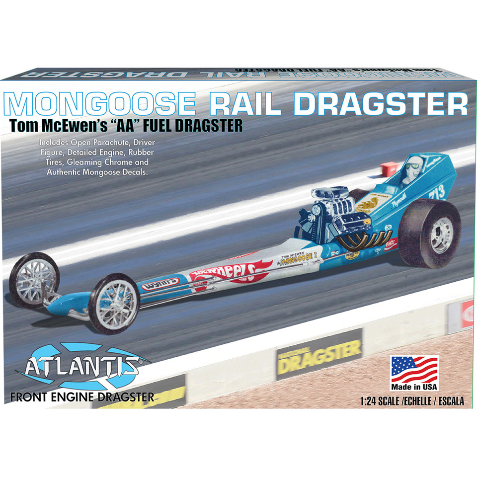 Tom McEwen Mongoose Front Engine Rail Dragster - Model Kit 1:24 Scale Plastic Model Kit by Atlantis Models Main Image