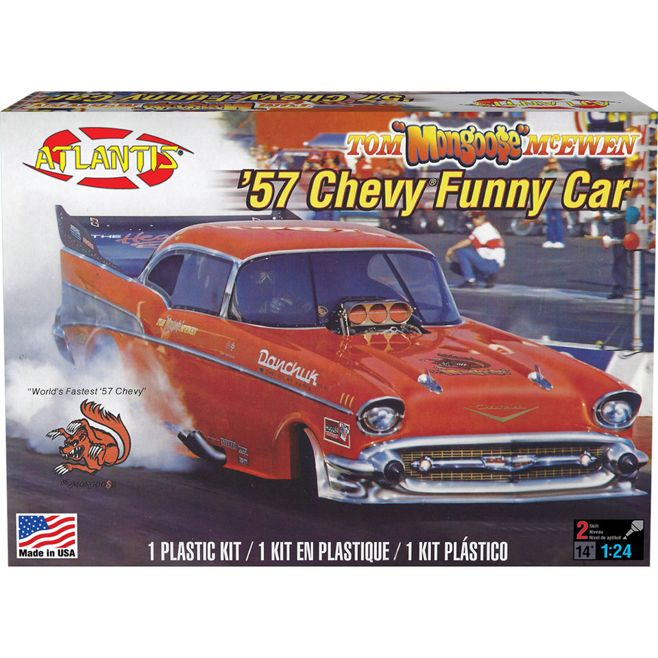 Tom McEwen '57 Chevy Funny Car - Model Kit 1:24 Scale Plastic Model Kit by Atlantis Models Main Image