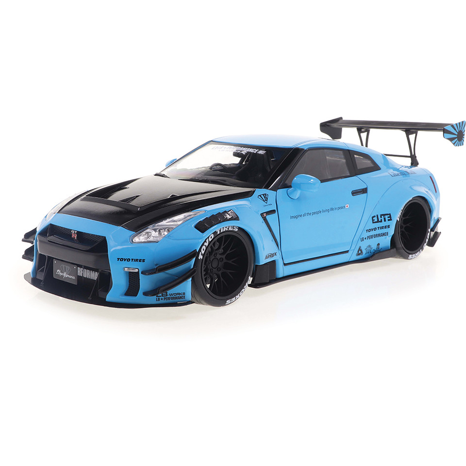 2024 Nissan GT-R (R35) Liberty Walk Body Kit - Baby Blue 1:18 Scale Diecast Model Car by Solido Main Image