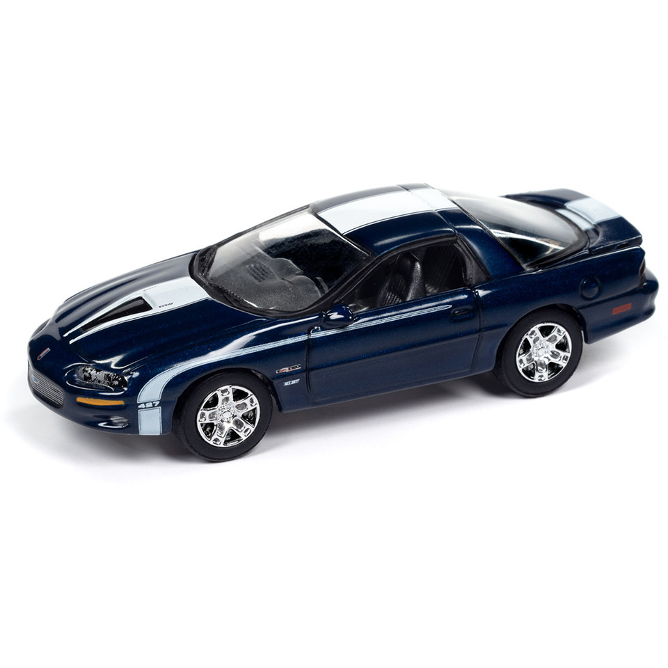 2002 NicKey Camaro ZL1 - Blue w/White Stripes 1:64 Scale Diecast Model Car by Johnny Lightning Main Image