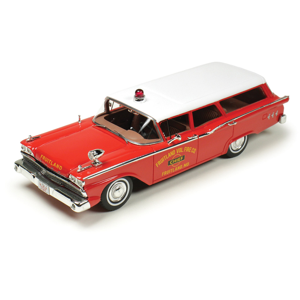 1959 Ford Station Wagon - Volunteer Fire Chief 1:43 Scale Cast Resin Model Car by Goldvarg Collection Main Image