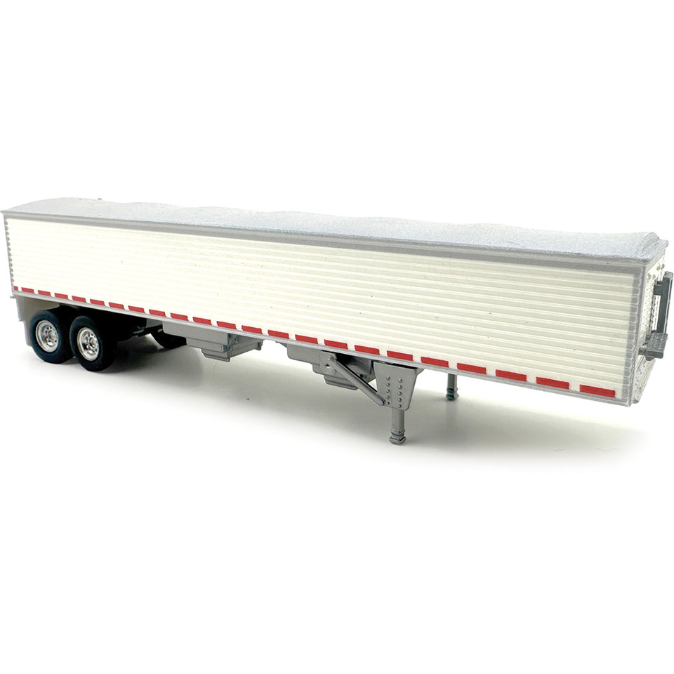 Covered Grain Trailer White with Silver Tarp 1:87 Scale Model Truck by HO Logistics Main Image