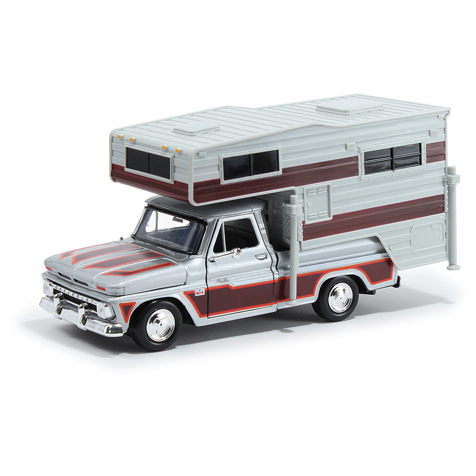 1966 Chevy C10 Pickup With Slide-In Camper 1:24 Scale  by Motormax Main Image