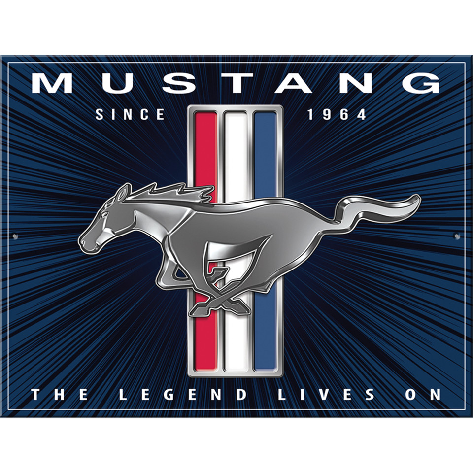 Mustang Lives On Metal Sign  Metal Sign by Desperate Enterprises Main Image
