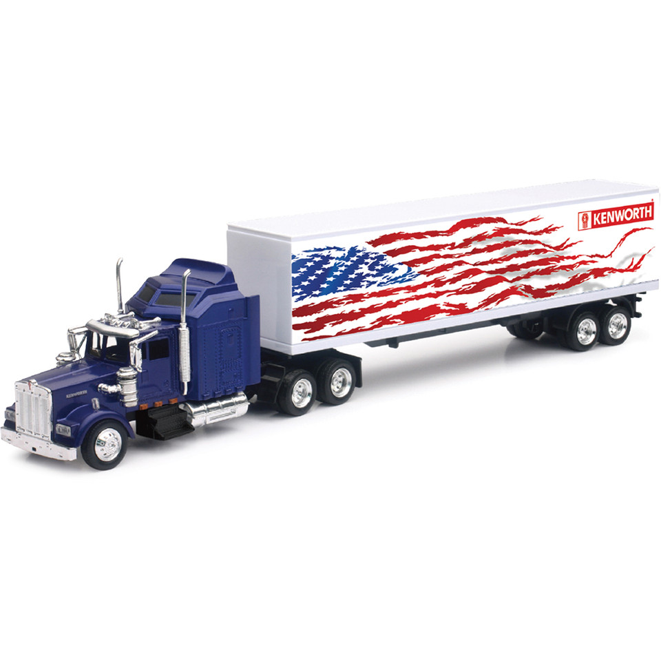 Kenworth W900 American Flag Tractor Trailer 1:43 Scale Diecast Model Truck by New-Ray Toys Main Image