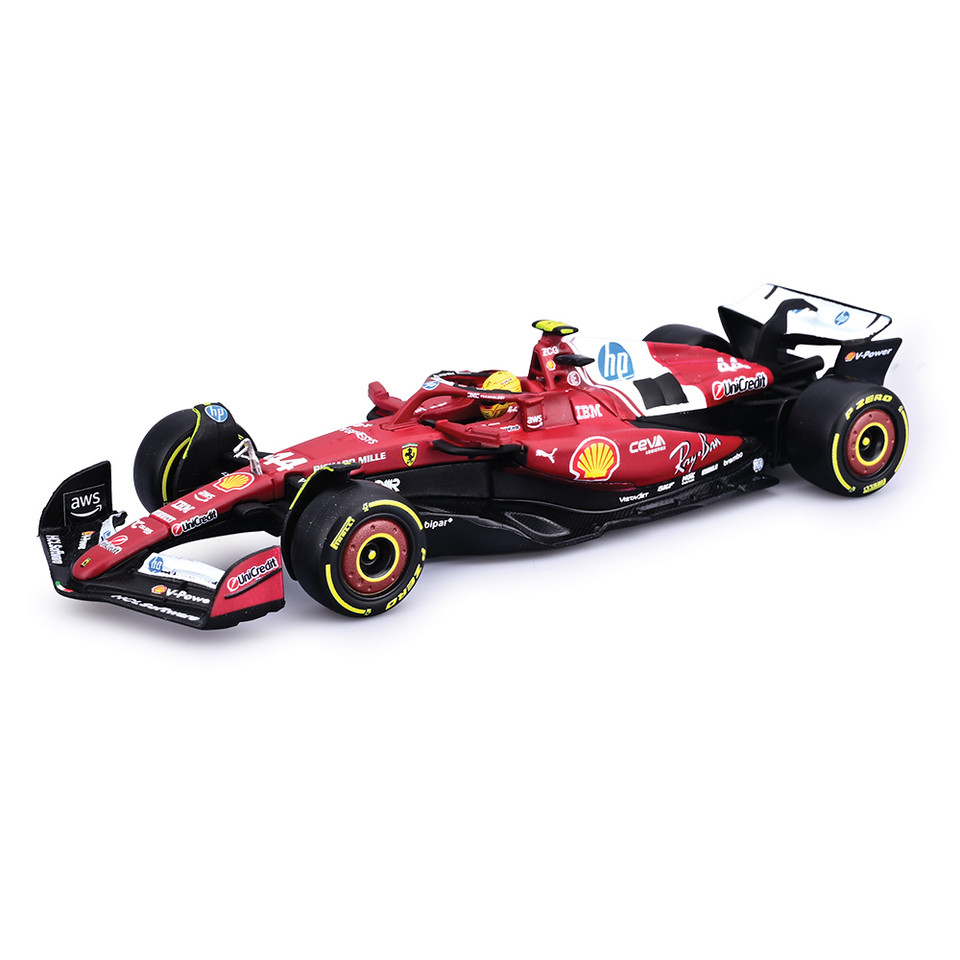 2025 Ferrari F1 Season Car w/ helmet - #44 Hamilton 1:43 Scale Diecast Model Car by Bburago Main Image