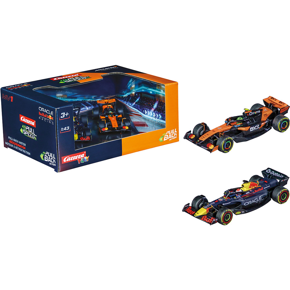Formula 1 Racers Pull & Speed Twinpack #1 Verstappen & #4 Norris 1:43 Scale Plastic Model Car by Carrera Main Image