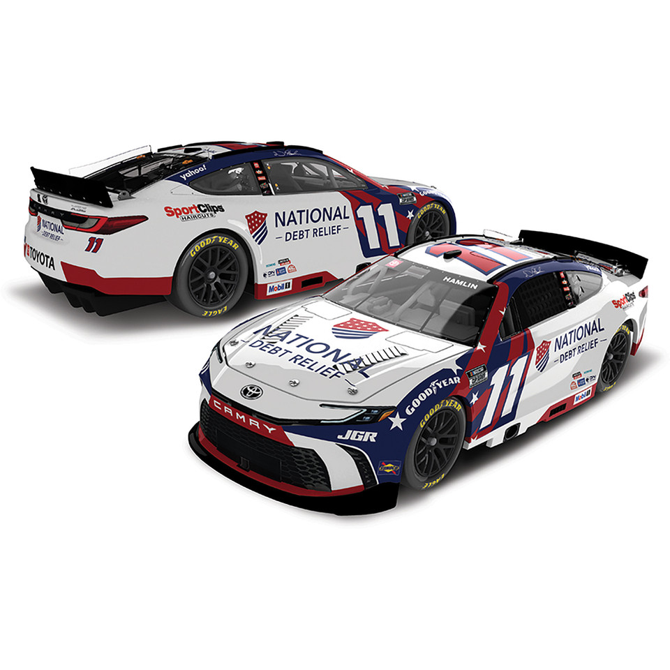 2025 Denny Hamlin National Debt Relief Toyota Camry NASCAR Diecast 1:24 Scale Diecast Model Car by Lionel Racing Main Image