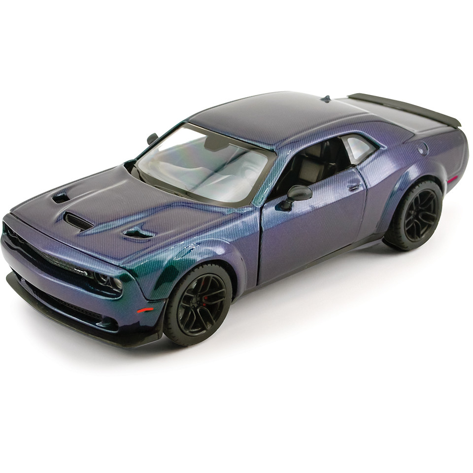 2018 Dodge Challenger SRT Hellcat Widebody Carbon Fiber Color Shift - That's a Wrap 1:24 Scale Diecast Model Car by Motormax Main Image