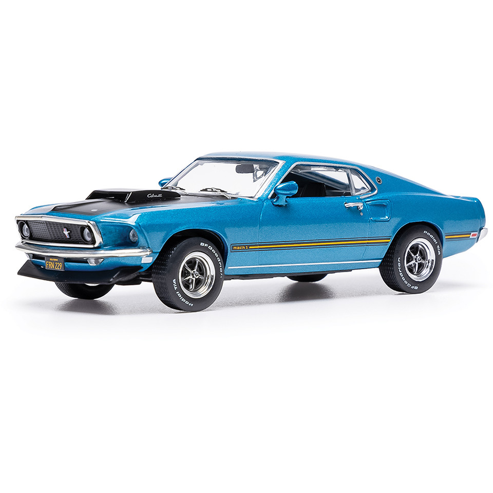 1969 Ford Mustang Mach 1 - Metallic Blue 1:43 Scale Diecast Model Car by IXO Models Main Image