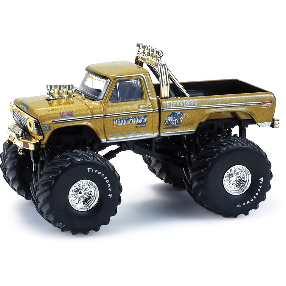 Bigfoot #1 50th Anniversary -1974 Ford F-250 Monster Truck - Gold Metallic 1:64 Scale Diecast Model Truck by Greenlight Main Image