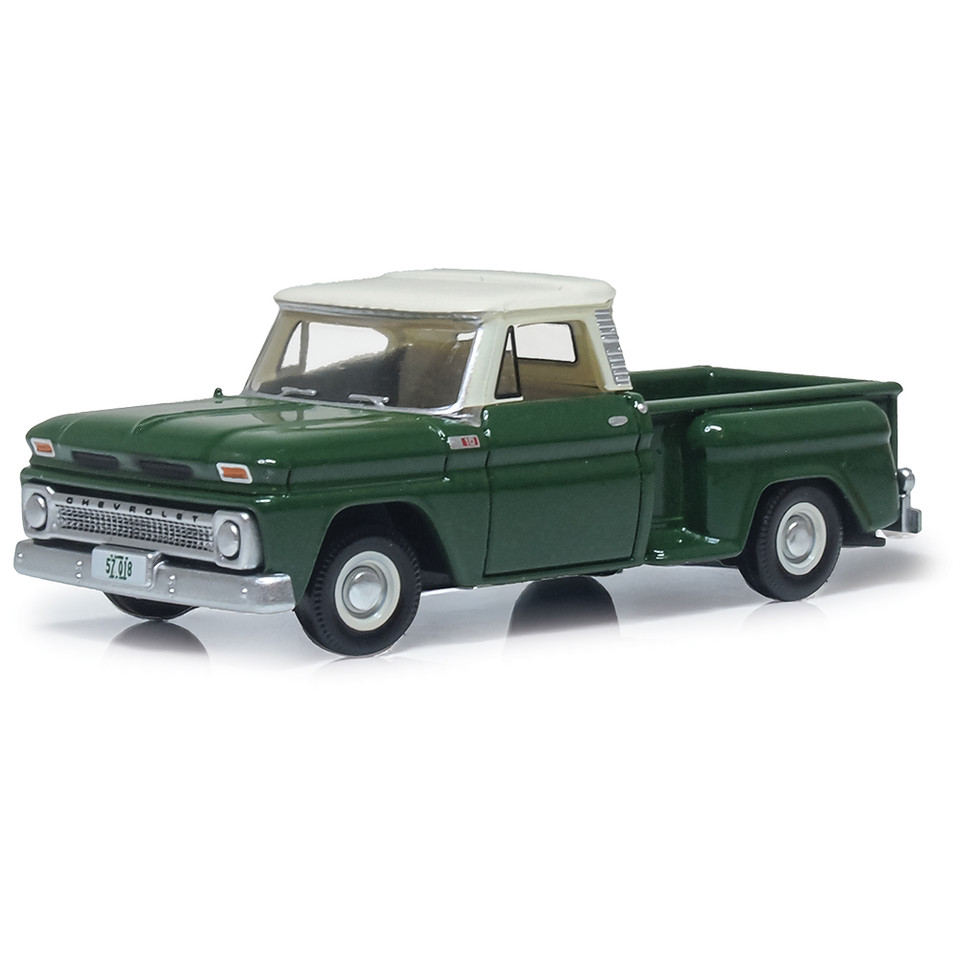 1965 Chevrolet Stepside Pickup - Dark Green / Ivory 1:87 Scale Diecast Model Truck by Oxford Diecast Main Image