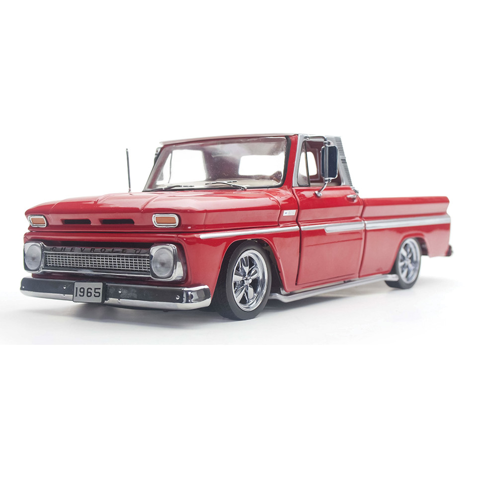 1965 Chevrolet C-10 Styleside Pickup Lowrider - Red 1:18 Scale Diecast Model Truck by Sunstar Main Image