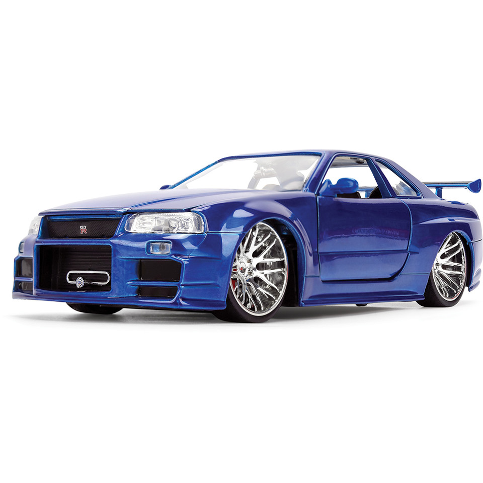BRIAN's Fast & Furious 50th Anniversary Nissan Skyline GT-R - Brush Blue Chrome Finish 1:24 Scale Diecast Model Car by Jada Toys Main Image