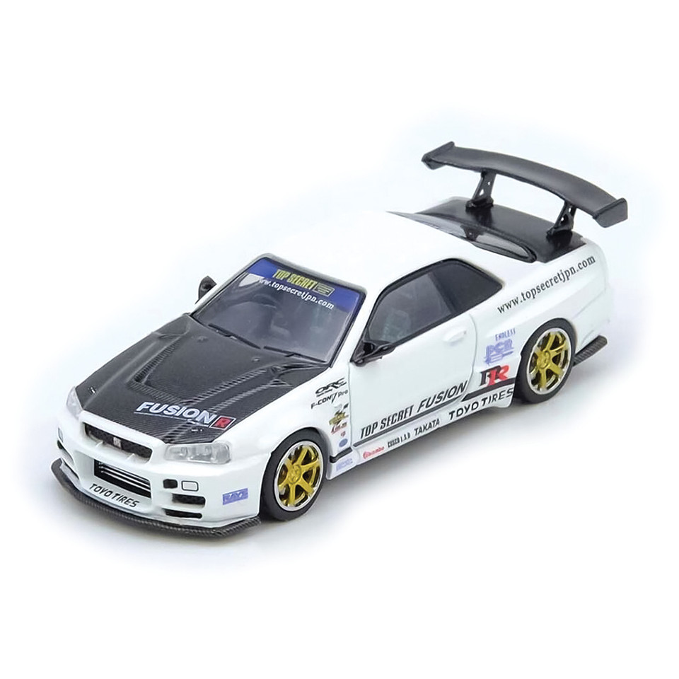 Top Secret Nissan R34 GT-R - White 1:64 Scale Diecast Model Car by Inno Models Main Image