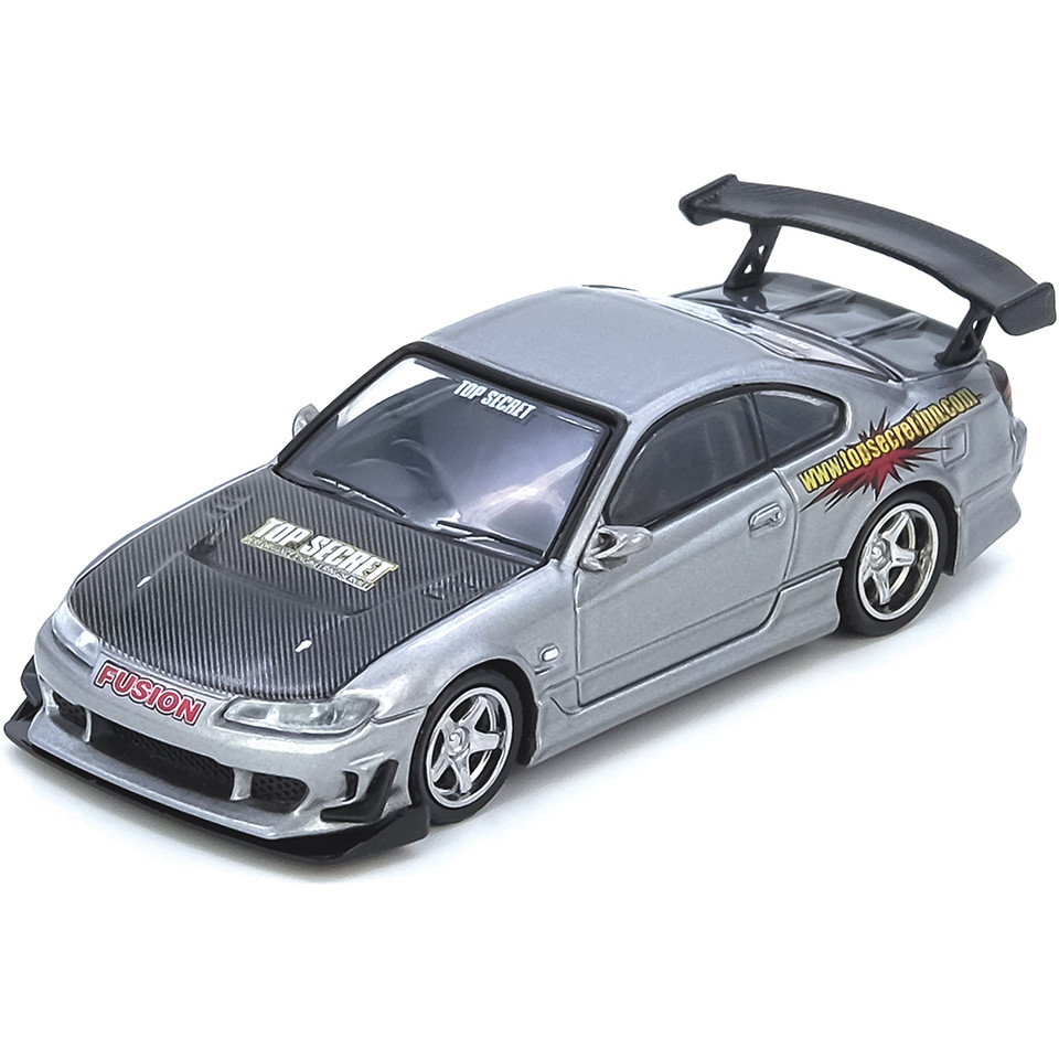 Top Secret Nissan Silvia (S15) - Silver 1:64 Scale Diecast Model Car by Inno Models Main Image