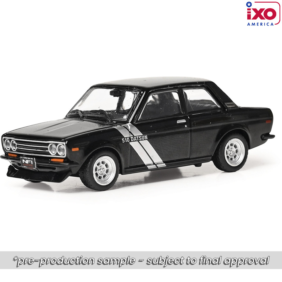 1971 Datsun 510 - Black 1:64 Scale Diecast Model Car by IXO Models Main Image