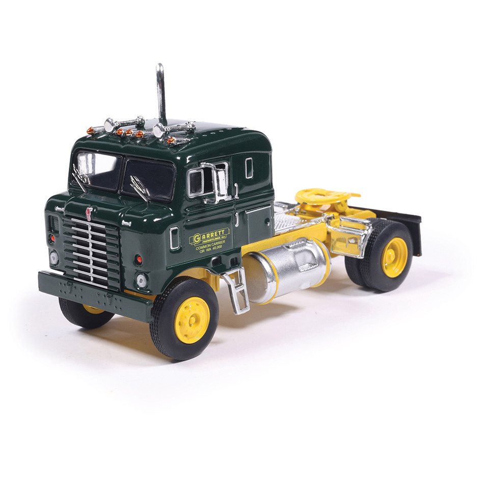 1950 Kenworth Bullnose Garrett Freightlines - Yellow and Green 1:64 Scale Diecast Model Truck by IXO Models Main Image