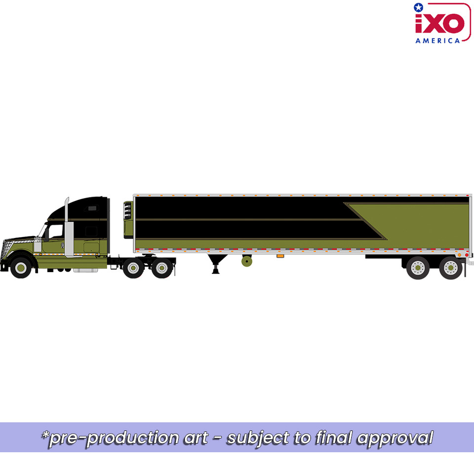 2010 International Lonestar with Reefer Trailer - Green and Black 1:64 Scale Diecast Model Truck by IXO Models Main Image