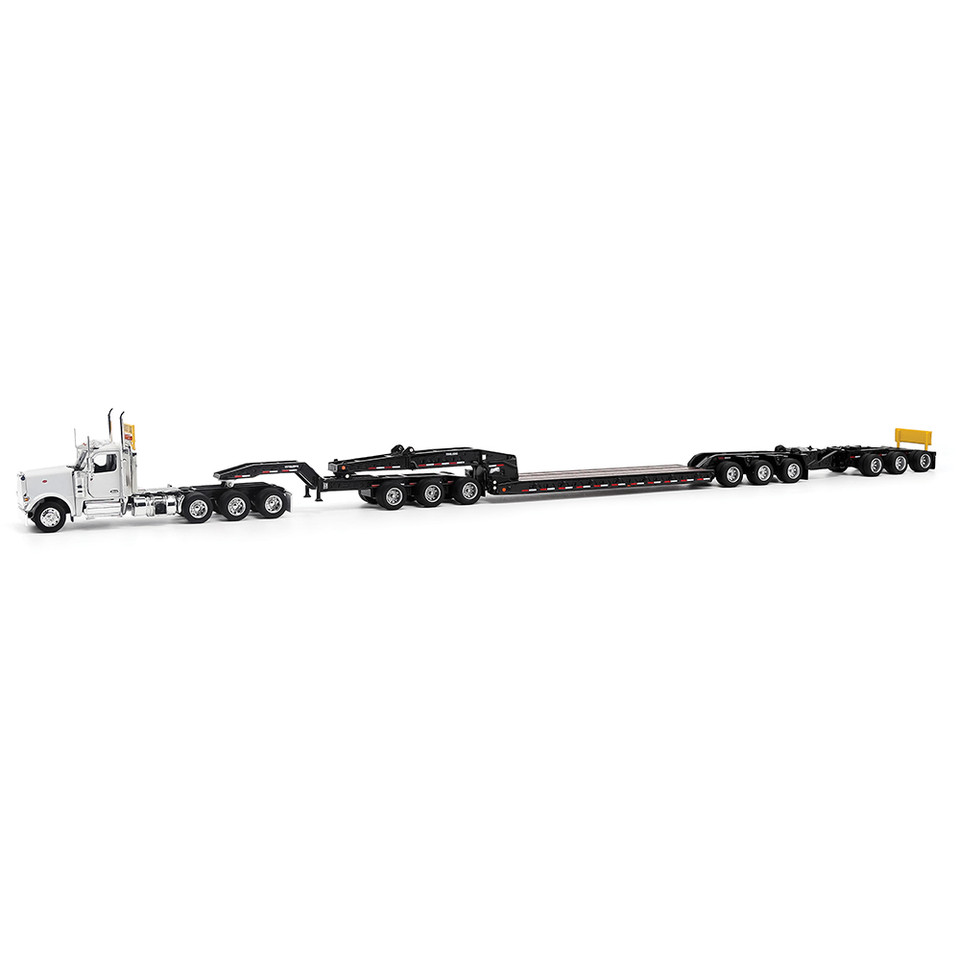 Peterbilt Model 589 BBC Day-Cab Tridem-Axle Truck Tractor & 1:64 Trail King TK170 Hydraulic Detachable Gooseneck Lowboy 1:64 Scale Diecast Model Truck by Diecast Masters Main Image